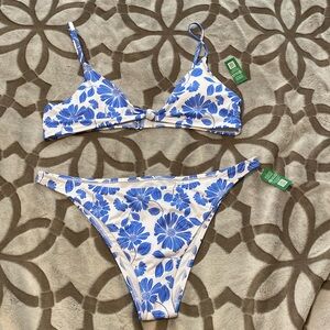 Blue & white floral bikini